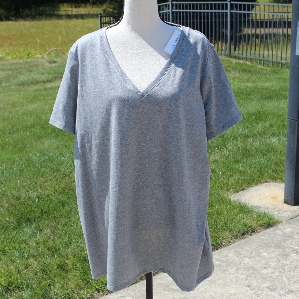 Lane Bryant, grey v-neck short sleeve tee shirt